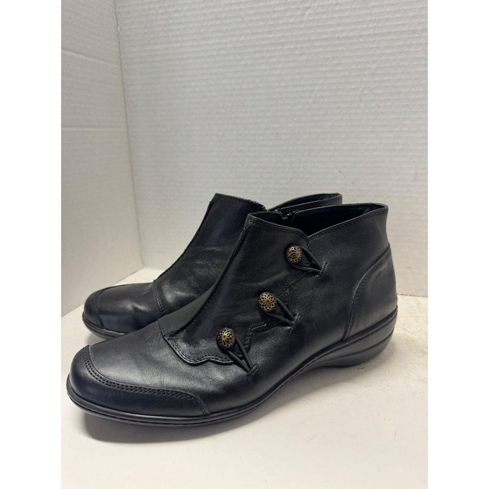 Volks Walkers Winkel Black Leather Button Ankle Boots 41 10 Hand Made